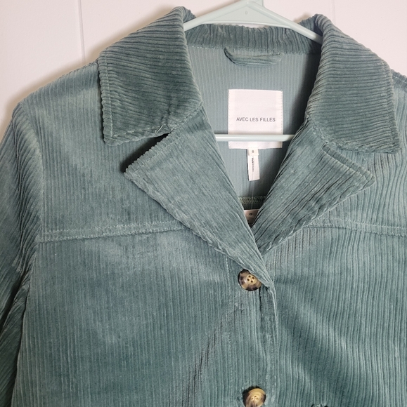 NWT Anthropologie × Avec Les Filles Tegan Corduroy Shirt Jacket Shacket Teal SM - Picture 7 of 14
